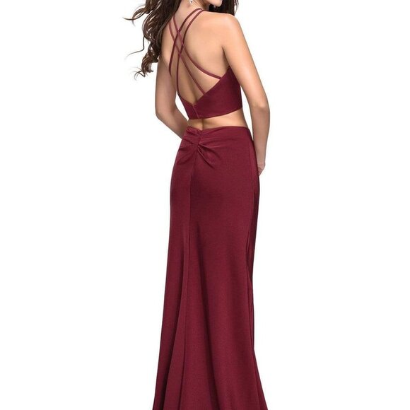 NWT La Femme 25731 Jersey Prom Dress Red Size 0 - Picture 2 of 5